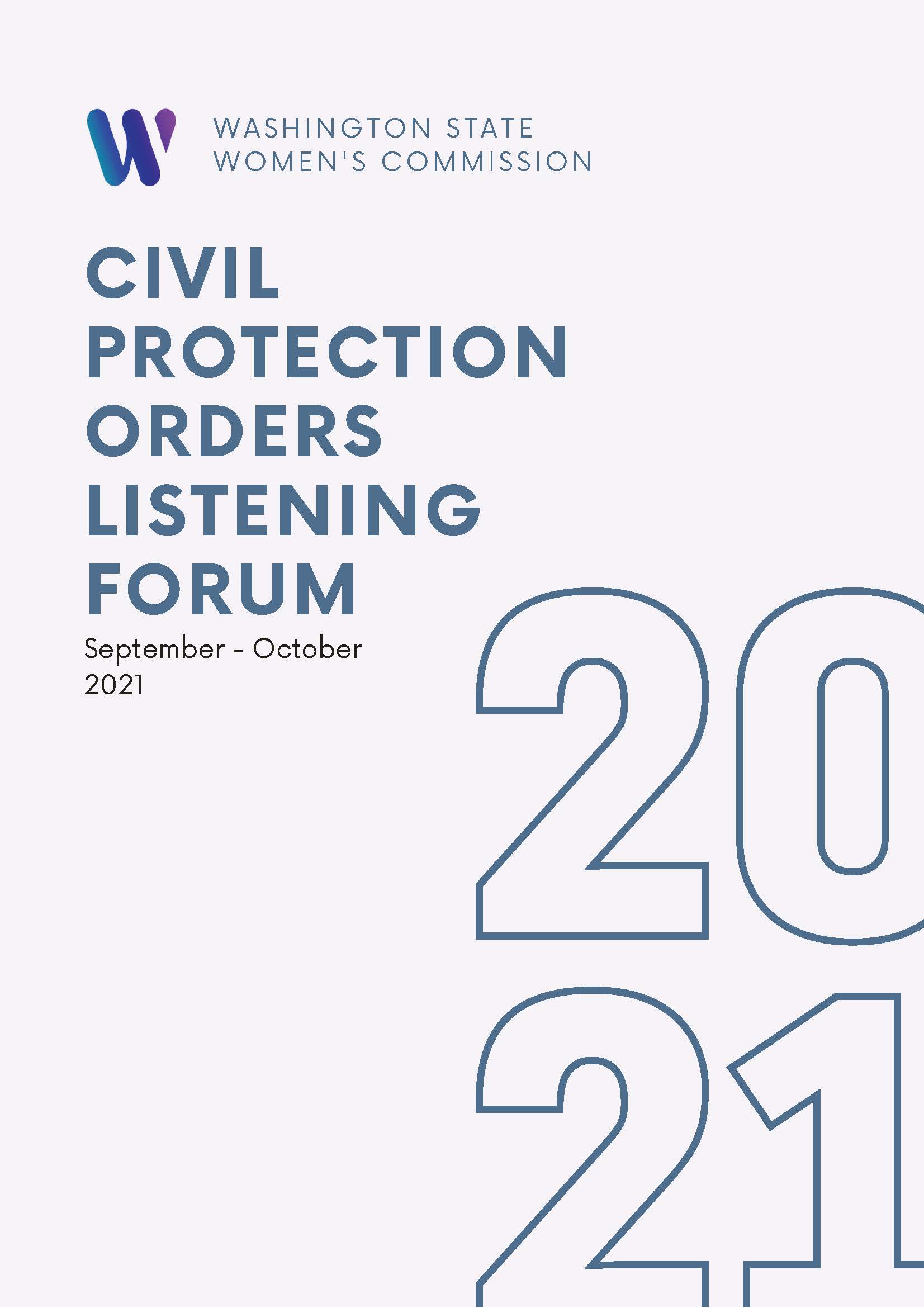 Cover of report, reading "Civil Protection Orders Listening Forum"