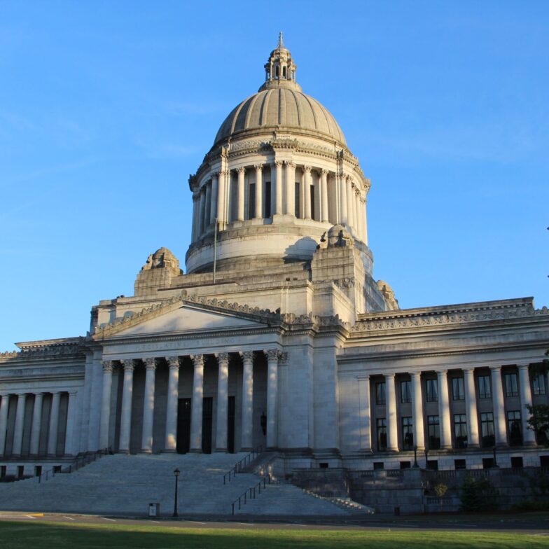 Washington State Capitol (Legislative Building) in Olympia, Washington. The building was constructed from 1922 to 1928 and replaced the Old State Capitol (Old Thurston County Courthouse).